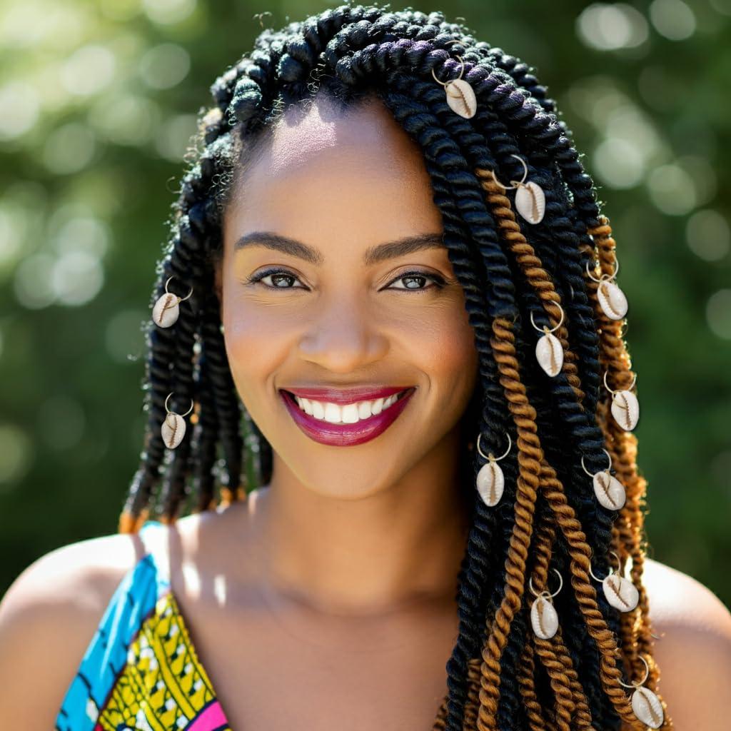 Sopopal 20 Pack Shell Hair Clip, Cowrie Shells for Hair for Women Seashell for Hair Braids DIY Sea Shell Gold Hair Rings Accessories