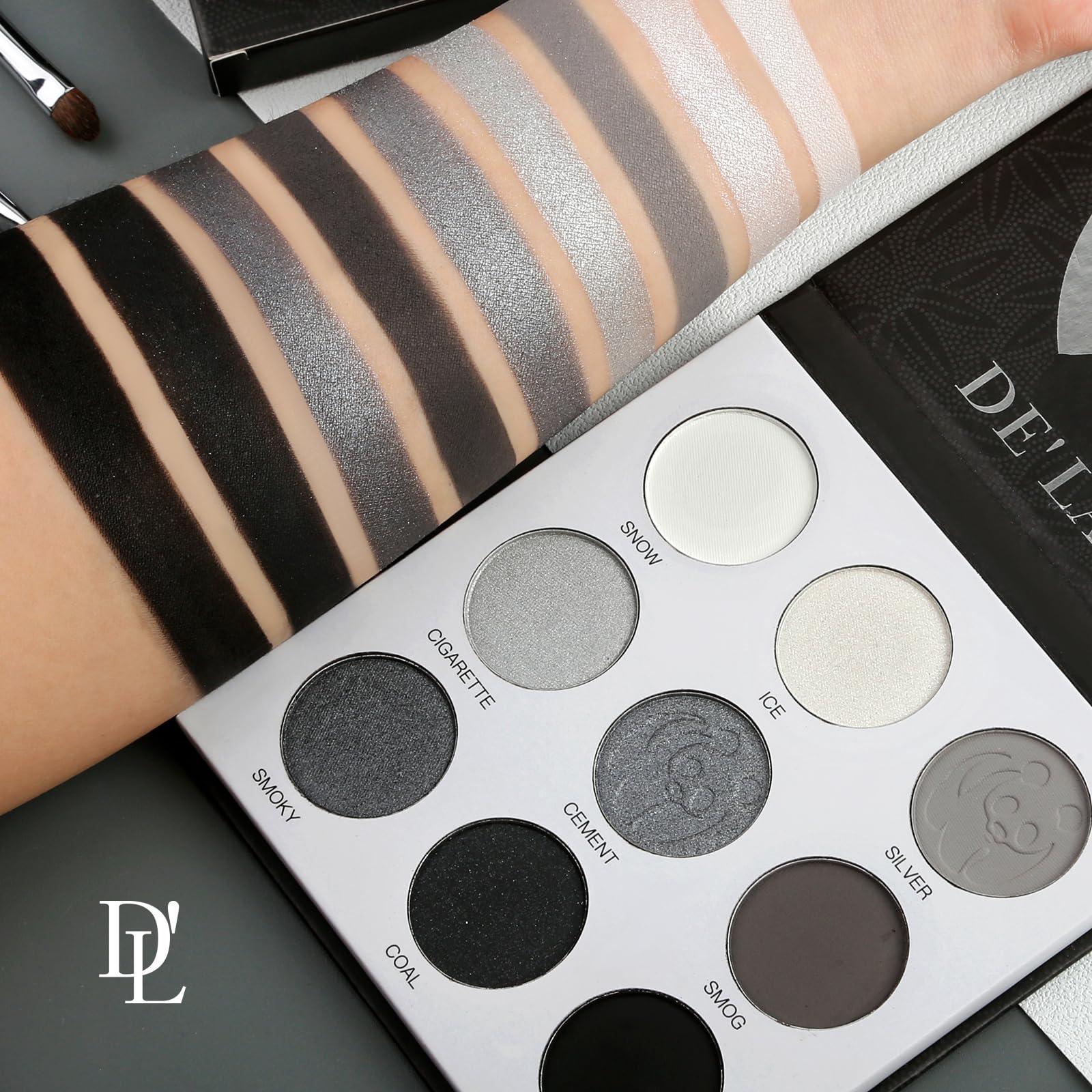 Afflano Afflano Gray Eyeshadow Palette Grey Black White Silver, Blendable Smokey Eye Eyeshadow Palette, for SFX Skull Goth Look Halloween Makeup Palette, Long Lasting Dark Eye Shadow Pallet - Panda