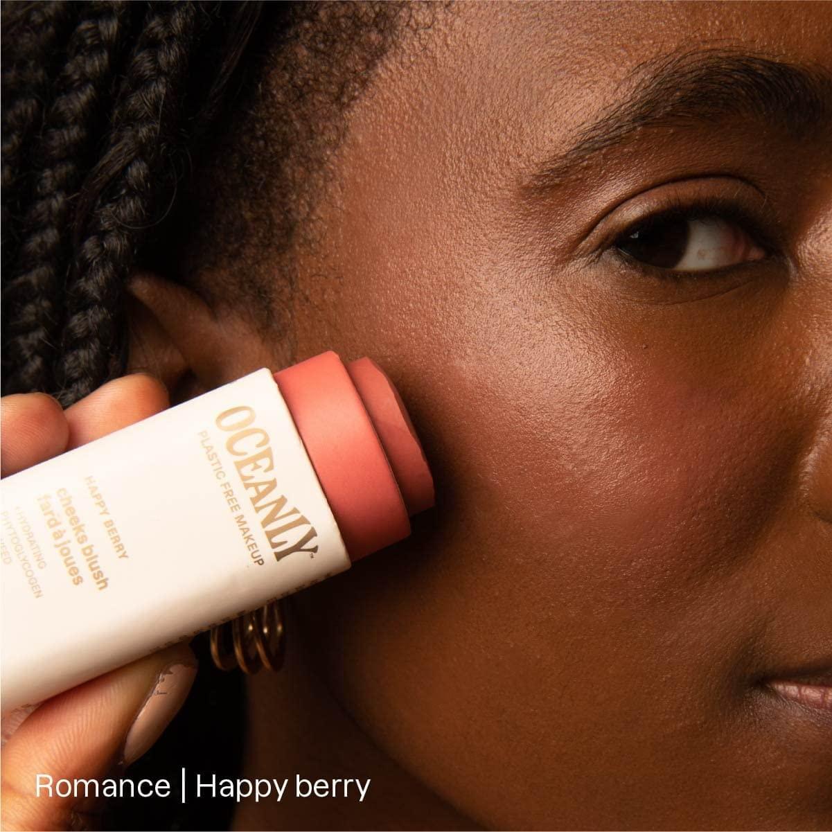 ATTITUDE ATTITUDE Oceanly Plastic-Free Lightweight Blush Stick, Titanium Dioxide-Free, EWG Verified, Vegan & Cruelty-free Makeup, Happy Berry, 0.3 Ounces