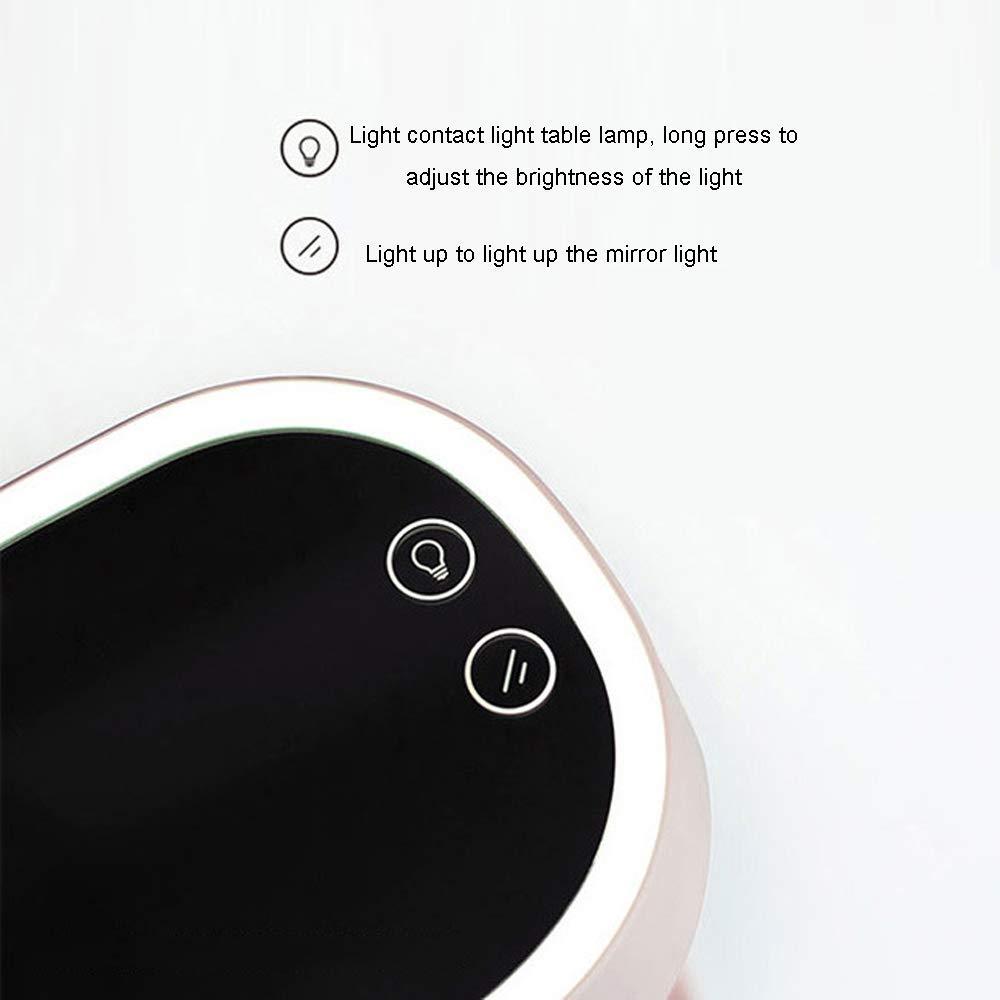 JBGIJIJIJFIJEEEHTRH Makeup Mirror Mirror LED Makeup Rechargeable, Portable Tabletop anity with Lights, 180 Free Rotation, Adjustable Brightness Touch Screen Base Storage Box Design (Color : White) (Green)
