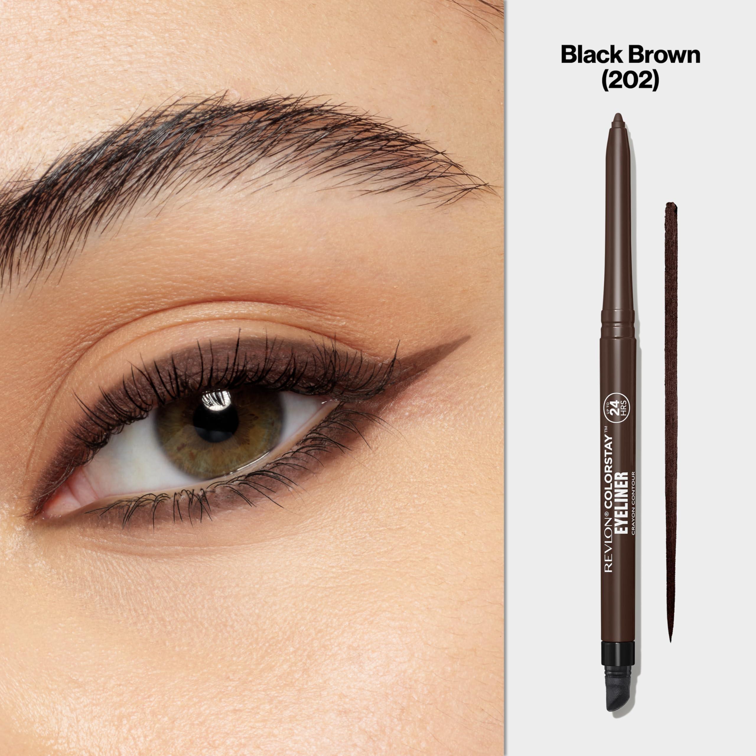 REVLON Revlon ColorStay Pencil Waterproof Eyeliner, Smudge-Proof, Eye Makeup with Built-In Sharpener, Packaging May Vary, 202 Black Brown, 2 pack