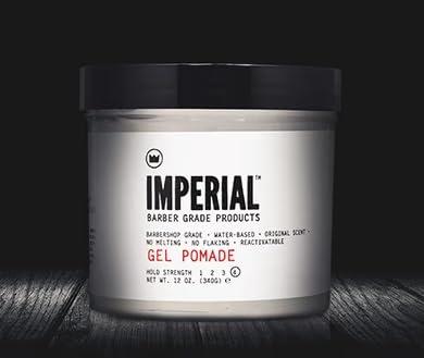Imperial Barber Imperial Barber Grade Gel Pomade - All Day Strong Hold, No Flaking, Water Based, Reactivatable - Natural Men\'s Hair Styling Product 12oz