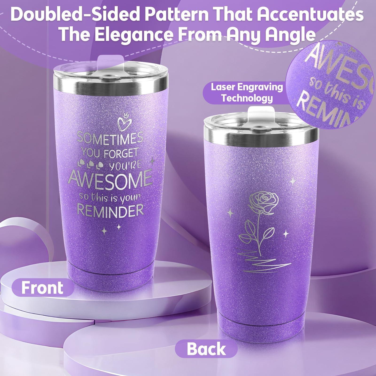 CUPLOOV Graduation Birthday Gift for Women Girls Mom- Unique Relaxing Spa Basket Gift Wine Tumbler Set for Her Wife Girlfriend Sister Friends Mothers Self Care 2025 Grad Presents, Purple