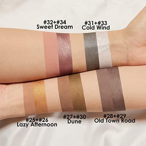 FOCALLURE FOCALLURE 2PCS No Crease Eyeshadow Stick,Shimmer and Matte Cream Eyeshadow Pencil Crayon,Long Lasting Waterproof Eye Brightener Stick With Blending Brush,Alloy Steel