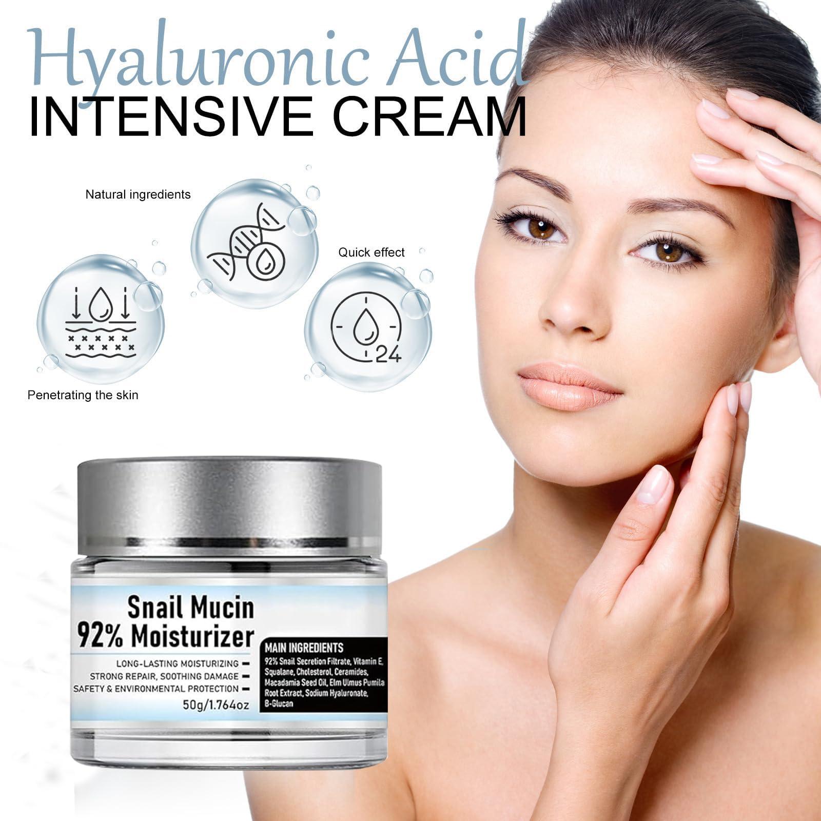 Fuxvao Crema de Baba de Caracol Original, Snail Mucin 92% Moisturizer Daily Face Gel Cream, Snail Mucin Serum, Crema De Caracol, Snail Secretion Filtrate Nourishing Cream,1.76oz (3)