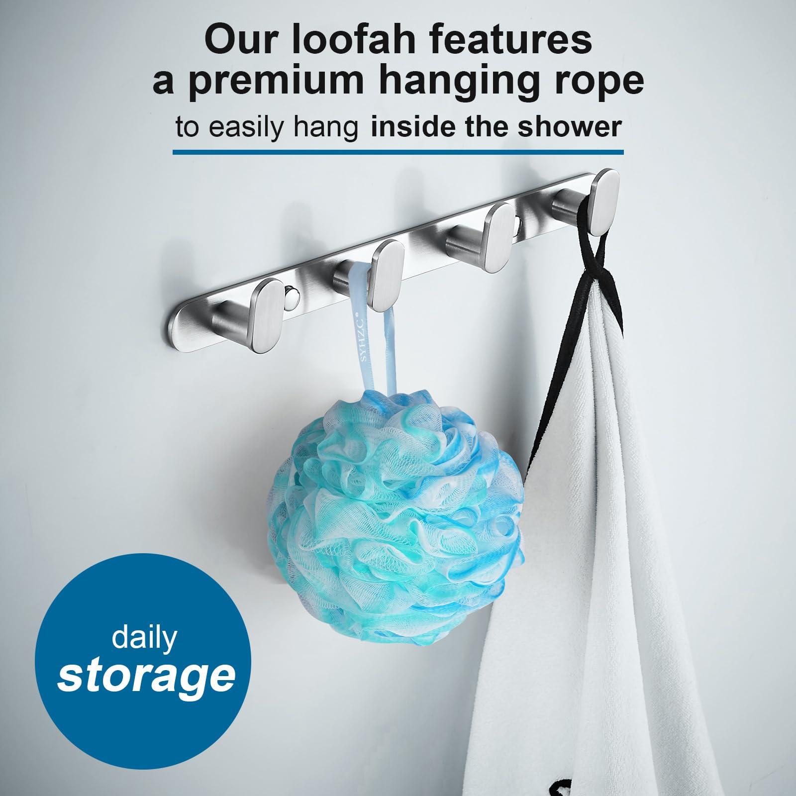 SYHZC UPMSX SYHZC Bath Sponge Loofah 75g/PCS Soft Shower Sponge Extra Large Mesh Poufs Body Scrubber Exfoliating Shower Puff for Women and Men, Set of 4, Flower Color (Green-Purple-Large)