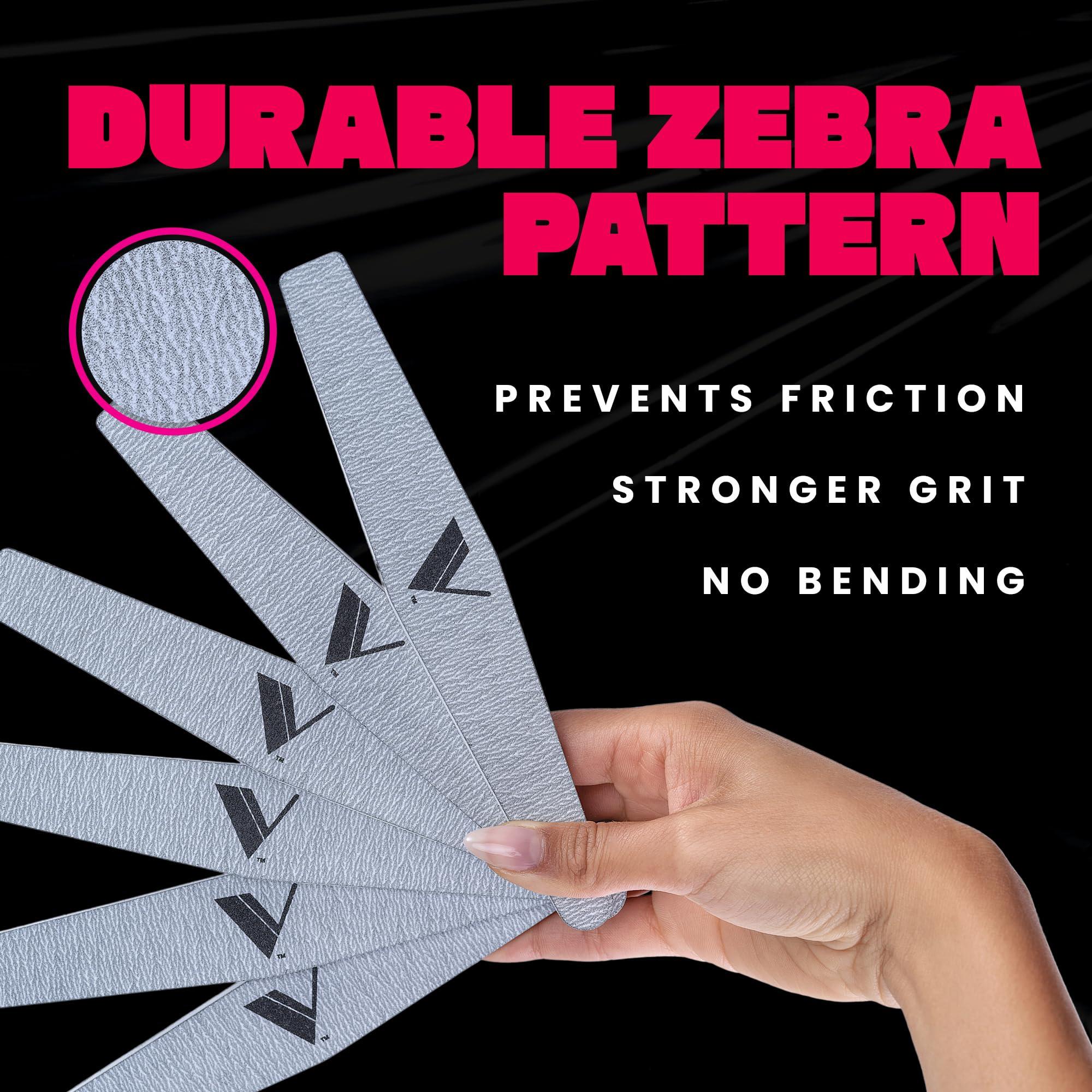 V Beauty Pure V Beauty Pure Zebra Nail File for Natural Nails - Toenail & Fingernail Files for Shaping, Contouring & Finish Filing Gel & Acrylic Nail Edges - Nail Filer Shaper for Salon, Pedicure & Manicure, 50 pcs