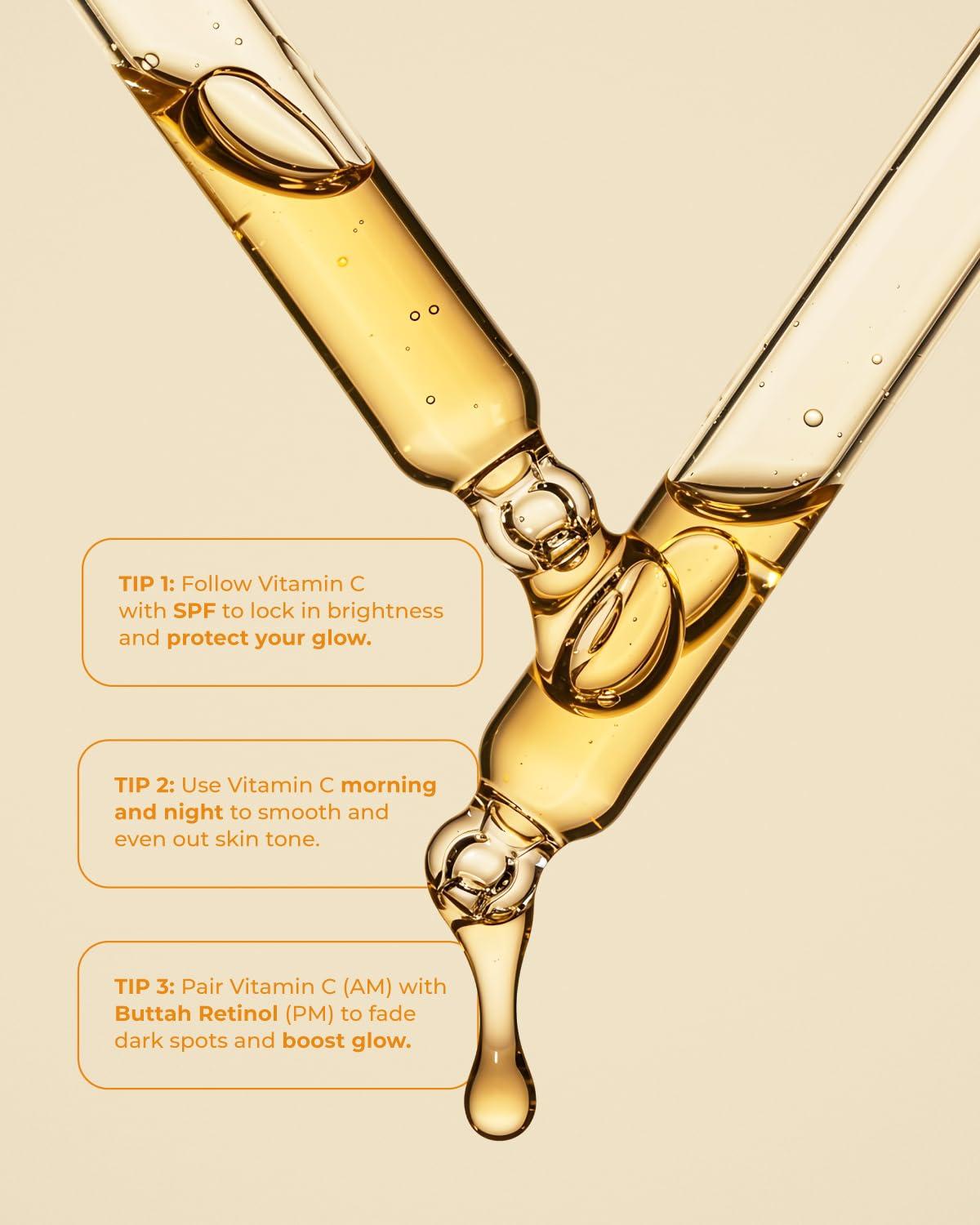 buttah. by Dorion Renaud Buttah Skin Vitamin C Serum 1 FL oz e 30mL - For Face - Vitamin E - Ferulic Acid - Green Tea