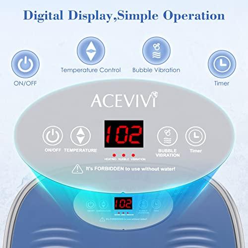 ACEVIVI Foot Spa with Heat and Massage and Jets, Heated Foot Bath Massager with 4 Massager Roller, Bubbles, Vibration, Pumice Stone Pedicure Foot Soak Tub for Home Office Use Relieve Feet Stress (Light Blue)