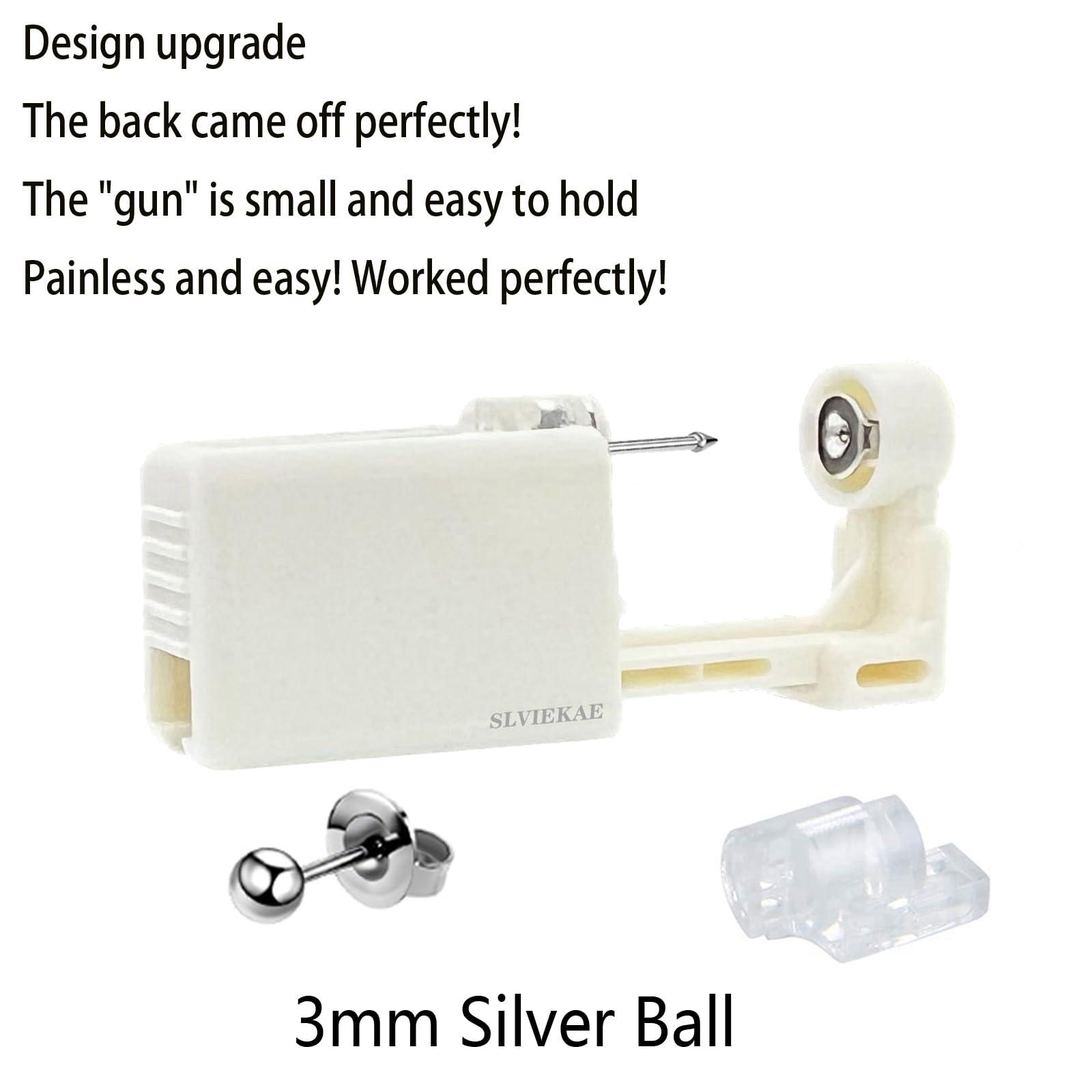 SLVIEKAE 12 Pcs Ear Piercer Kit, Ear Piercing Kit Ear Piercing Gun Kit Disposable Self Ear Piercing Gun Kit with Earring Studs Safety Ear Piercing Gun Kit Tool (LightGrey)