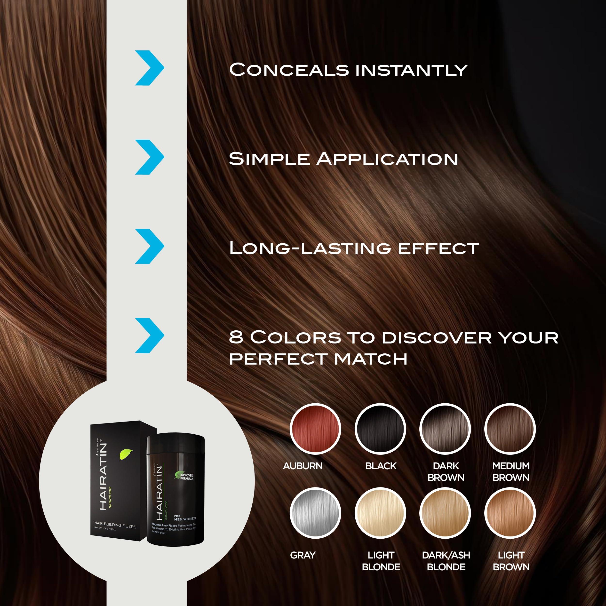 HAIRATIN BY RE-EVOLUTION HAIRATIN Building Fibers for Thinning Hair, Gray, 28G - Achieve Fuller, Natural Looking Results, Instantly Conceals Hair Loss in 10 Seconds, Thickener & Bald Spot Cover Up for Men & Women