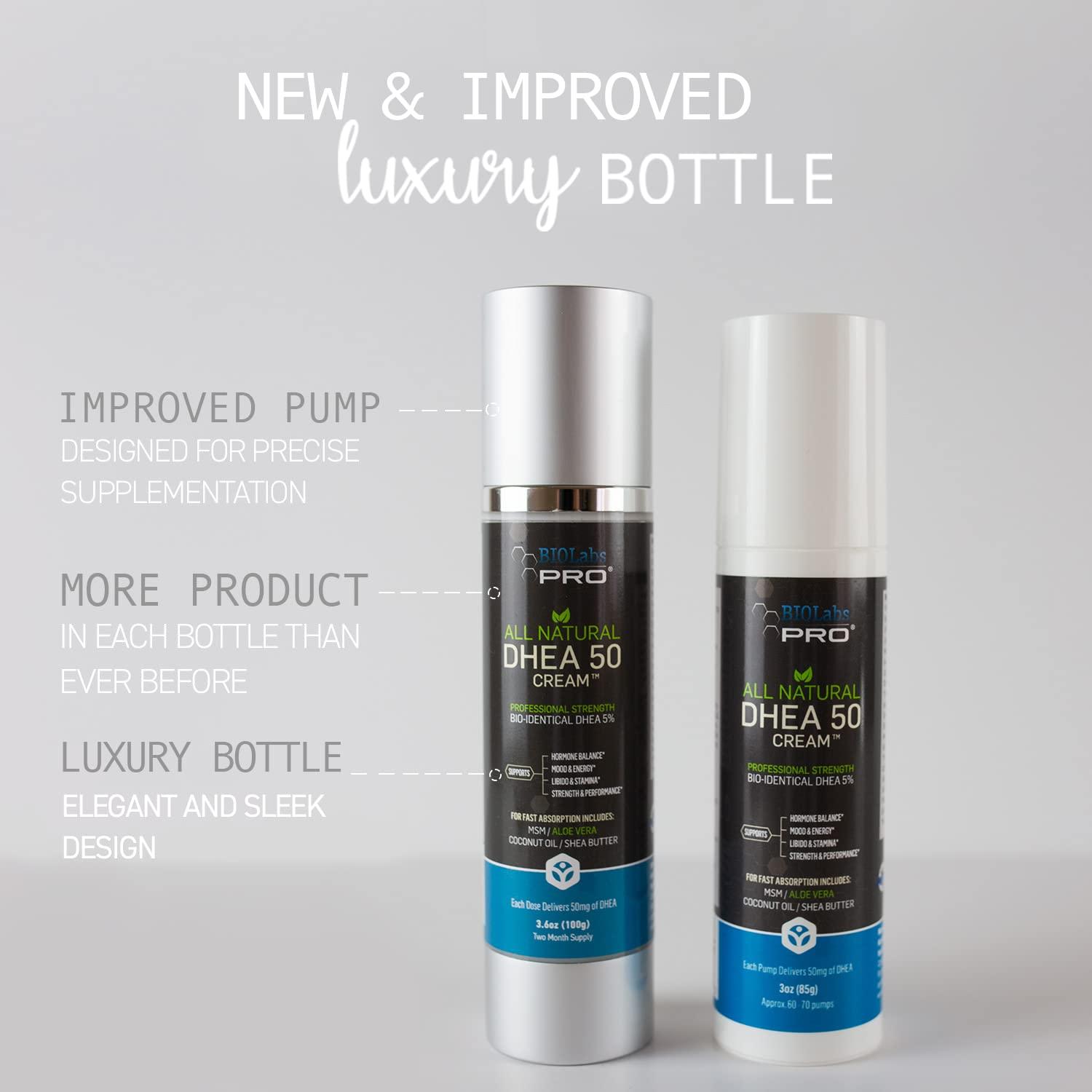 BIOLABS PRO DHEA Cream 50mg for Women and Men, Maximum Strength Natural DHEA Cosmetic Formulation for Skin Hydration Balance, Pure Non-GMO, Gluten-Free, Paraben-Free, Skin Cream 3-Month Supply (Unscented - 3.6oz)