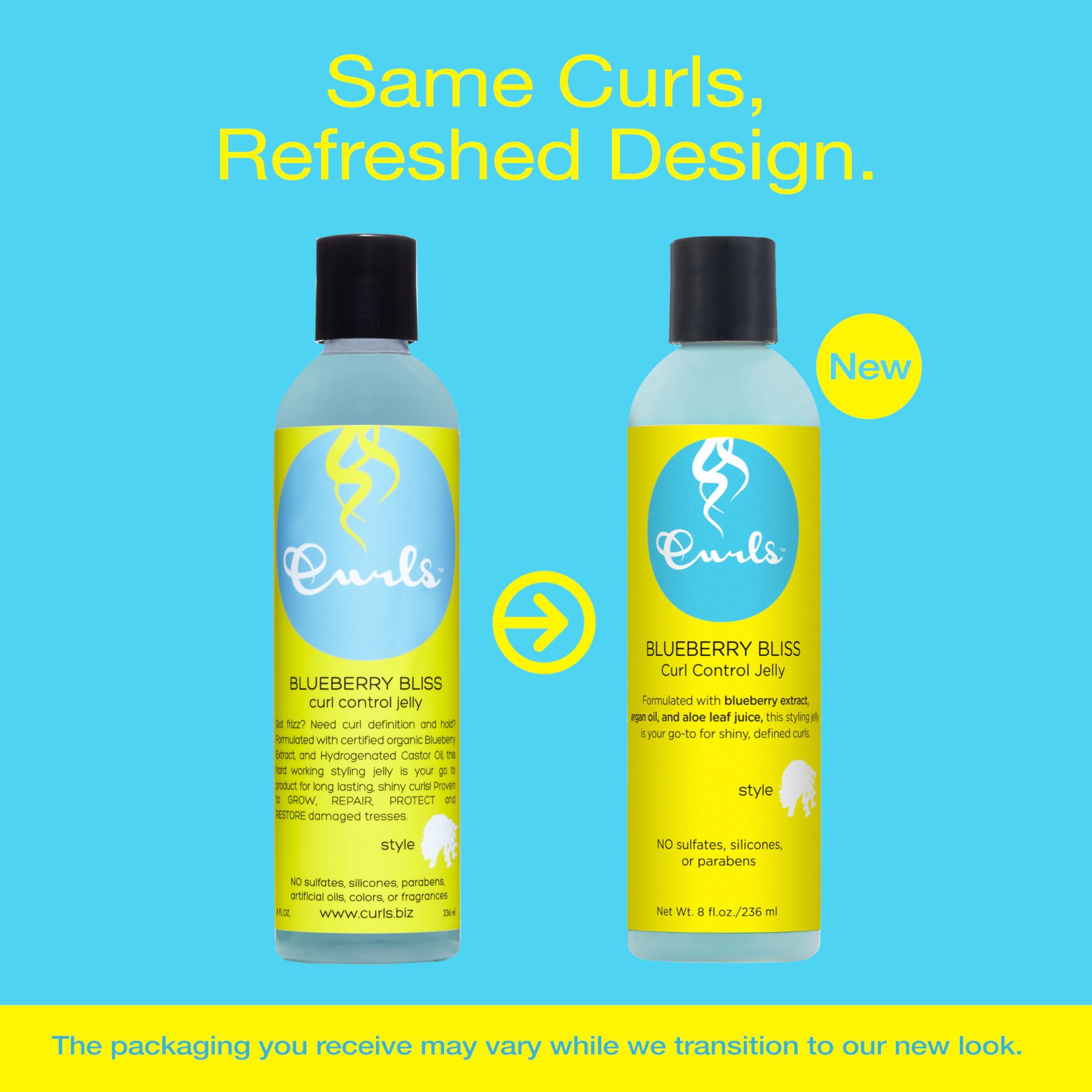 Curls Curls Blueberry Bliss Control Jelly - 8 oz, Define & Defrizz, Wash and Go\'s, Twist Outs & Braid Outs, for Wavy, Curly, and Coily Hair Types