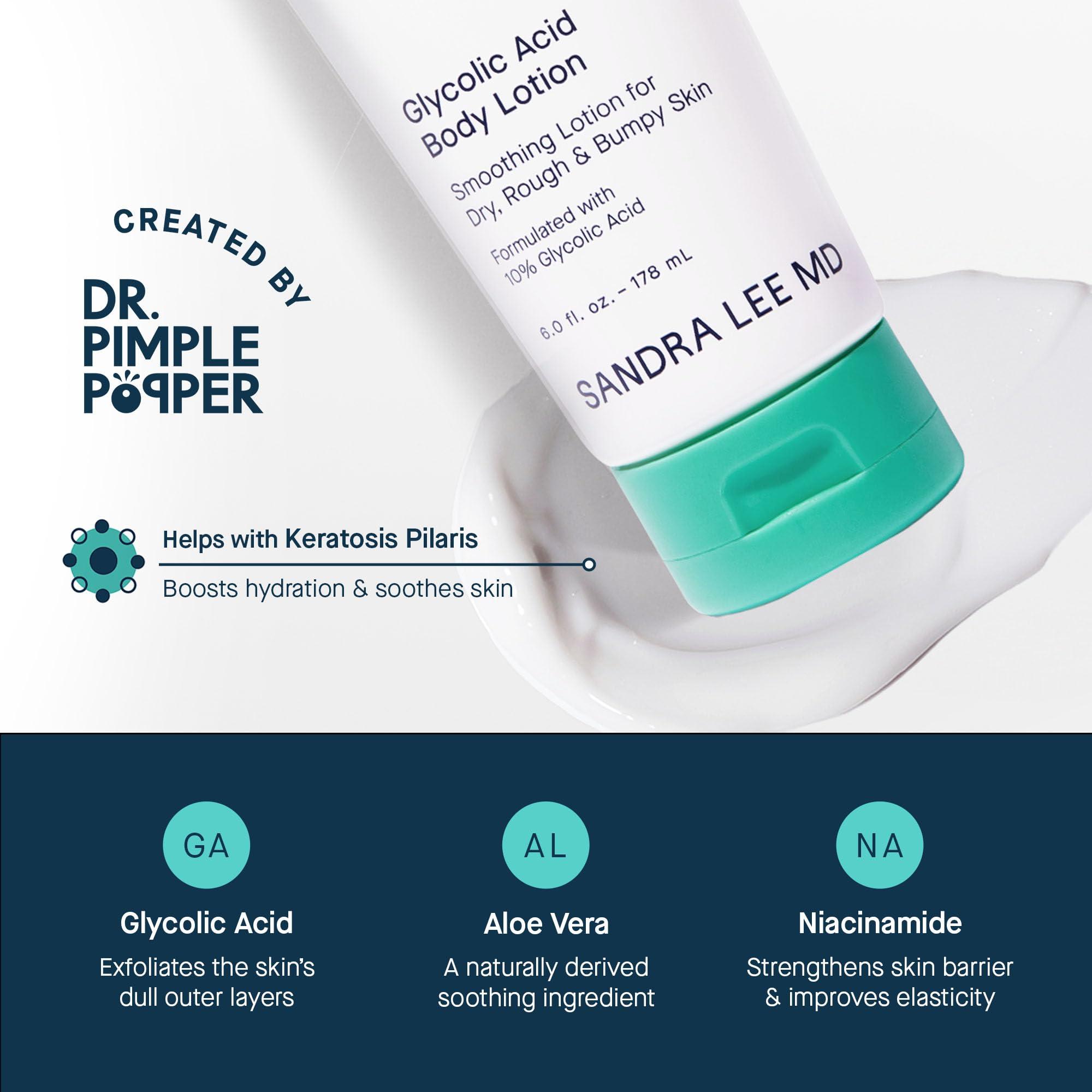 SLMD SLMD by Dr. Pimple Popper | Glycolic Acid Body Lotion | Exfoliating Glycolic Acid Lotion Body for Rough, Bumpy Skin and Skin Prone to KP, Ingrown Hairs, Shaving Bumps | 10% AHA - 6 fl. oz.