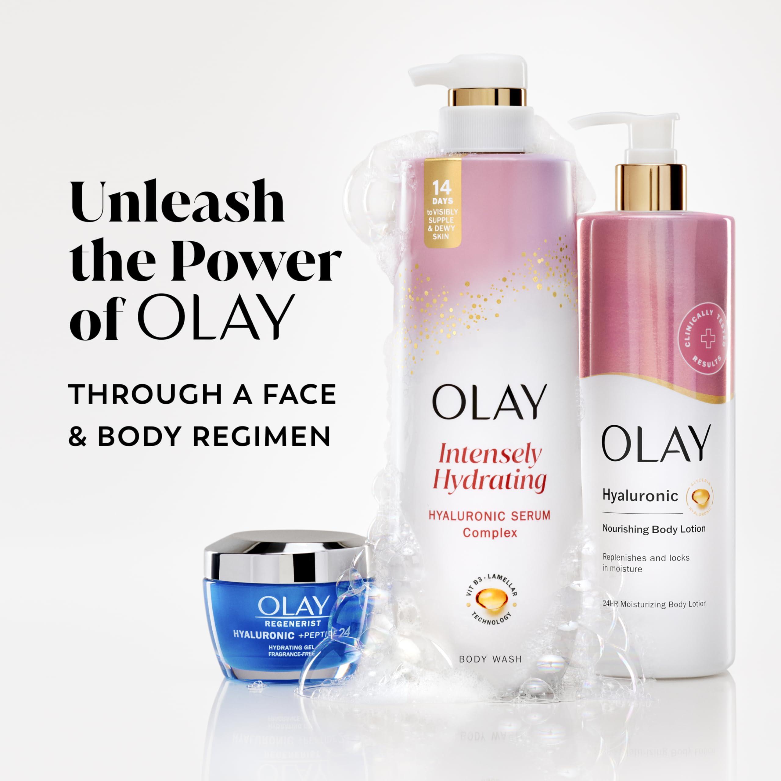 Olay Olay Body Wash for Women, Intensely Hydrating, Hyaluronic Acid Serum Complex, Renews Moisture, Free of Parabens & Phthalates, Vitamin B3 Lameller Technology, For All Skin Types, 26 fl oz