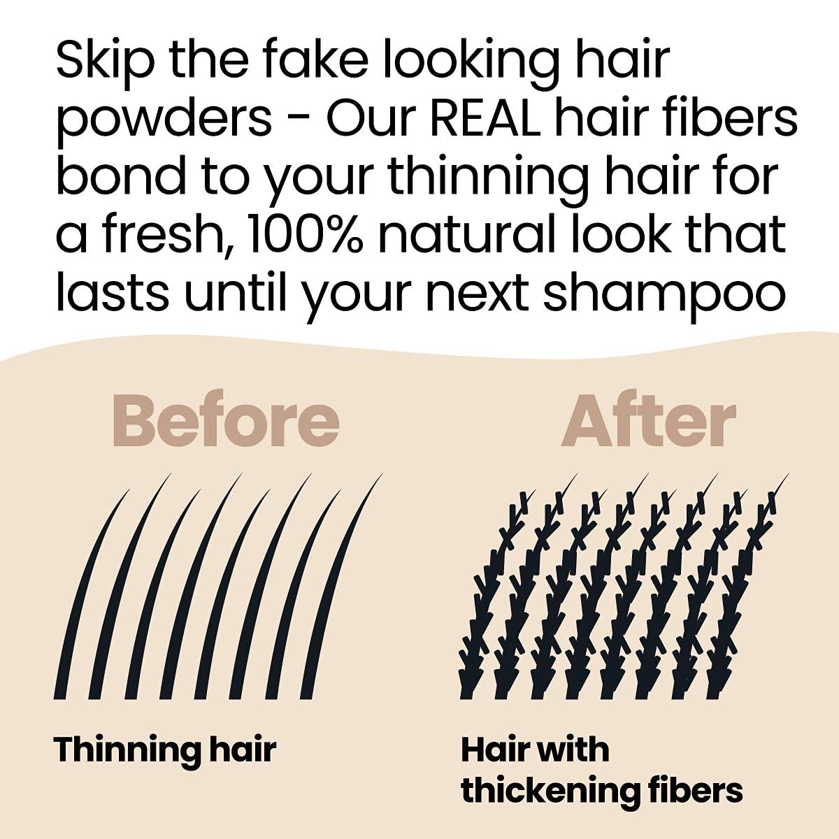 Hair Illusion Hair Illusion Black Real Hair Fibers for Thinning Hair - 100% Natural Texture, Non Synthetic Hair Fibers - Bald Spot Cover Up for Women & Men - 18 Gram