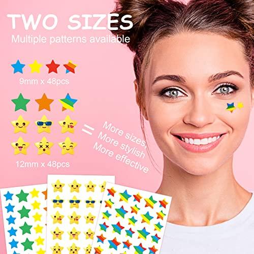 Yecuce Yecuce Pimple Patches(96pcs), Star Shaped Hydrocolloid Acne Cover Patches for Face Body, Rainbow Emojis Zit Patches and Pimple Stickers for Acne Healing