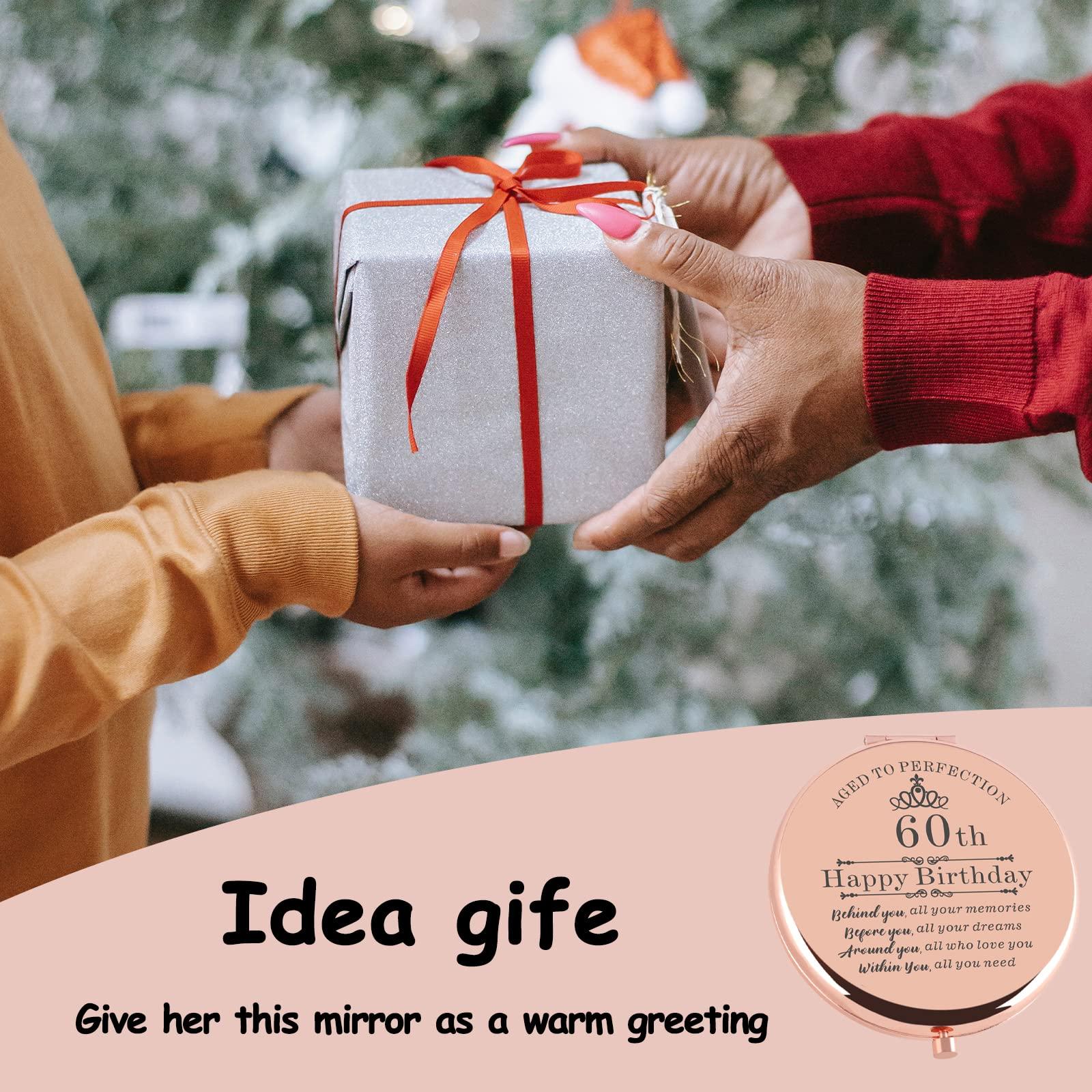 Cawnefil Cawnefil 60th Birthday Gifts for Women Rose Gold Compact Makeup Mirror Happy 60 Years Old Birthday Gifts for Women Turning 60th Birthday Gift for Mom Grandma 60th Birthday Gift Ideas