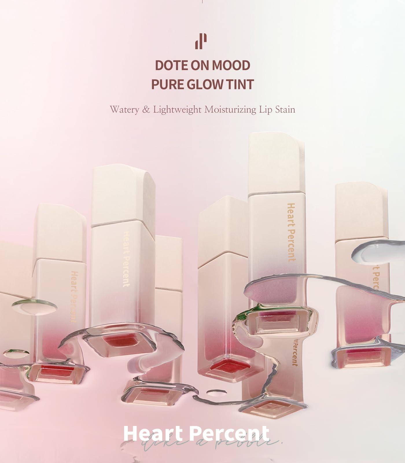 Heart Percent Heart Percent Dote On Mood Pure Glow Tint, Watery & Lightweight Moisturizing Lip Stain Long Lasting Liquid Lipstick 6.8g, 07. Fig Rose