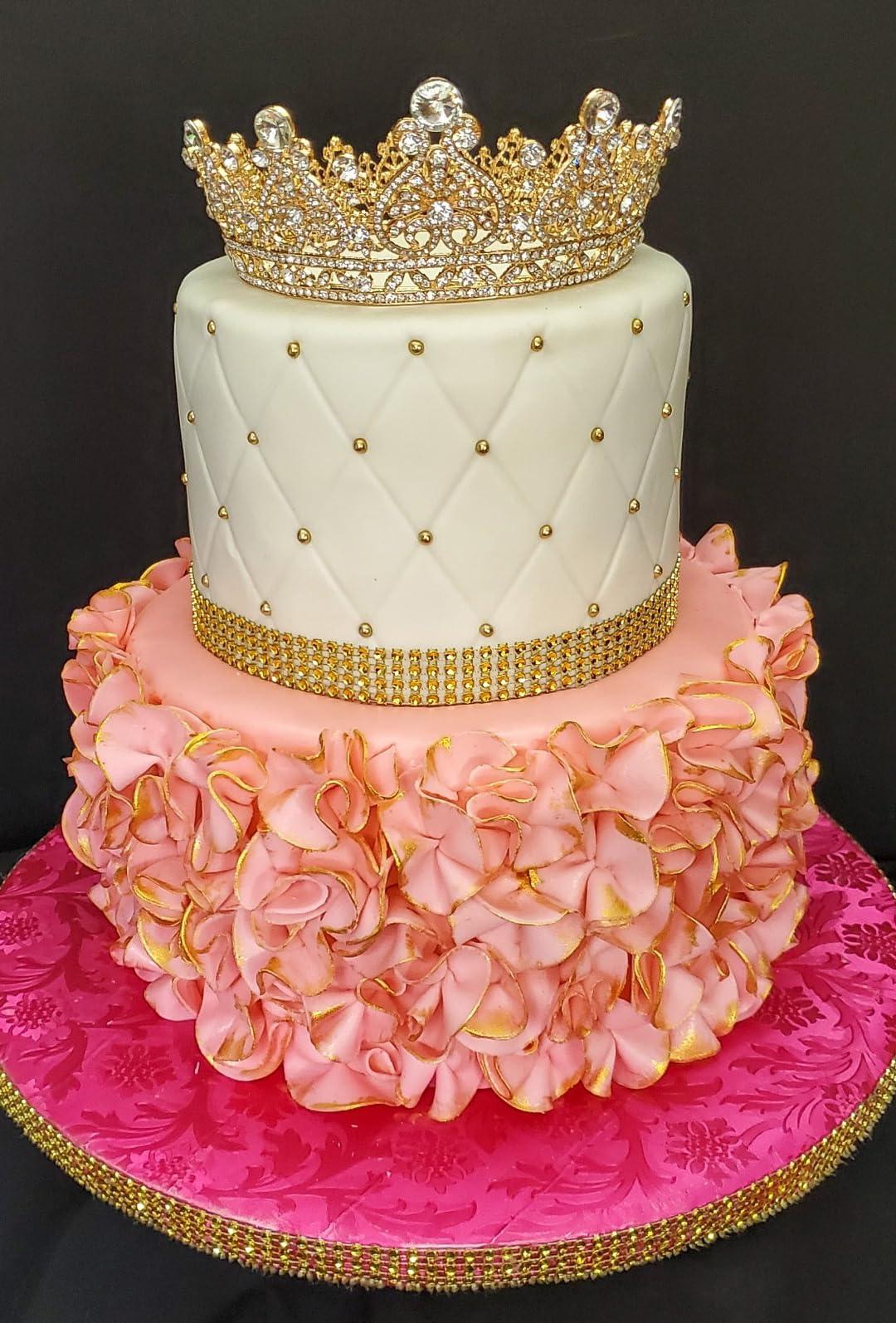 yanstar Gold Queen Crown for Women, Girls Birthday Crown Cake Topper, Crystal Rhinestones Tiaras and Crowns for Bride Wedding Prom Bridal Party Halloween Valentines Costume