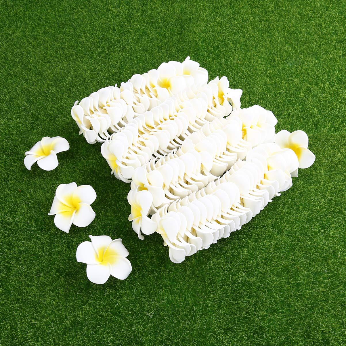 Beaupretty 100pcs Wedding Flower Frangipani Flower Fresh Flower Leis Artificial Frangipani Hawaiian Flowers Hawaiian Flower Hair Flower Hair Wreath Flower Hair Clips Foam Diy Bride White 6cm