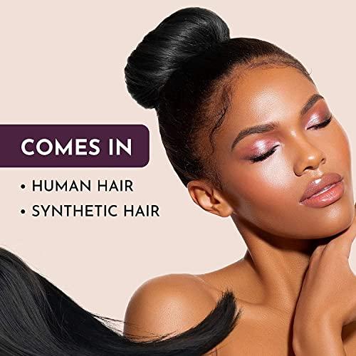 Pouf Hairdos Pouf Hairdos Skinny Bun Human Hair Extension Hairpiece for Elegant and Effortless Bun, Readymade women with thin short hair, Updo Pieces any occasions (Human Black)
