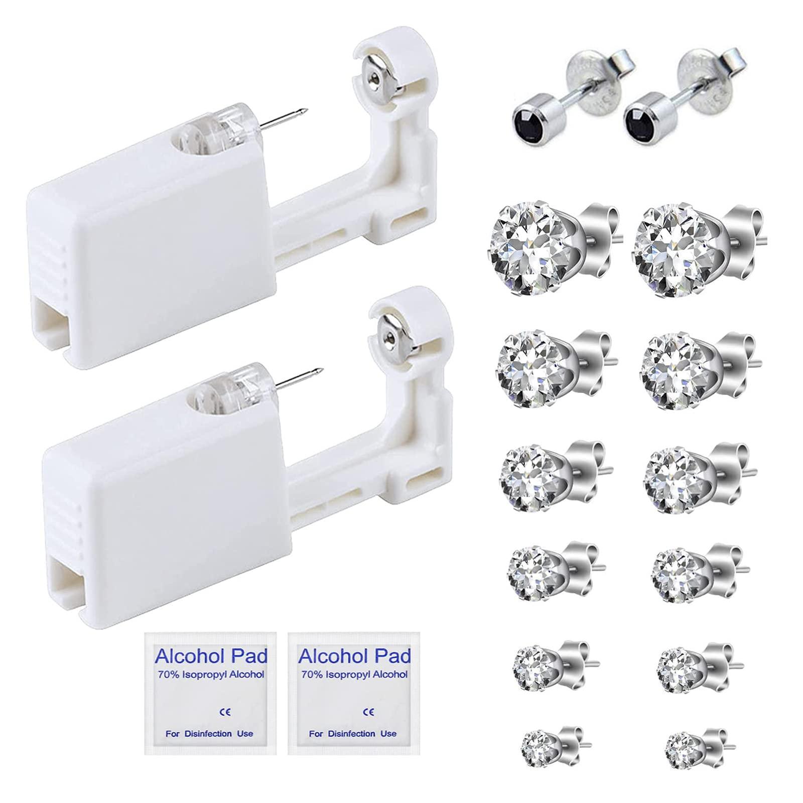 HYJLPAF HYJLPAF Ear Piercing Kit 2 Pack Self Ear Piercing Gun, Disposable Ear Pearcings Kit with 14 Piece Earring Studs Safety Ear Piercing Gun Kit Tool