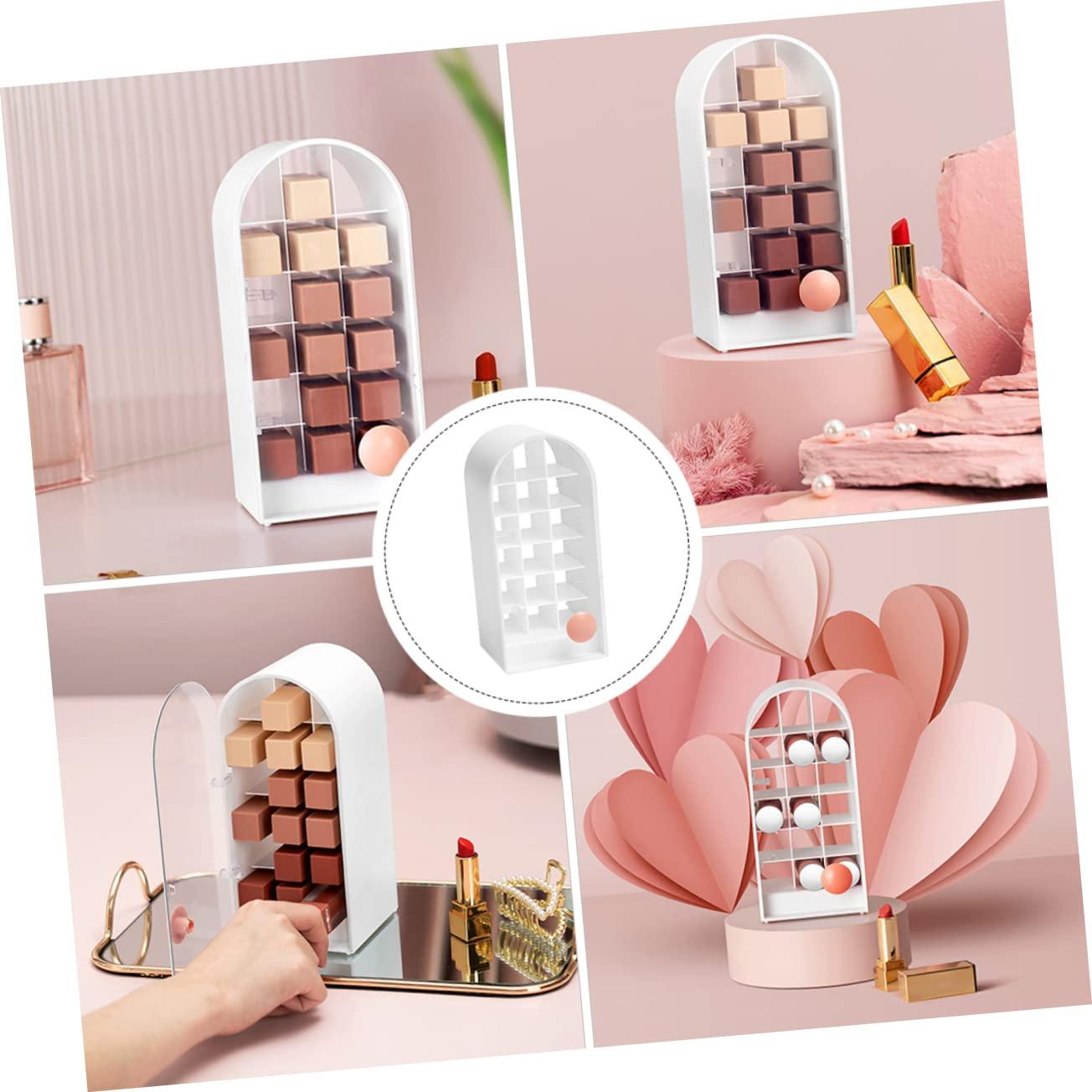 Baluue Baluue 1pc Lipstick Storage Box Lip Gloss Stand Desktop Cosmetic Makeup Display Rack Cosmetic Display Cases Clear Cosmetic Makeup Organizer Lipstick Holders and Organizers White Abs