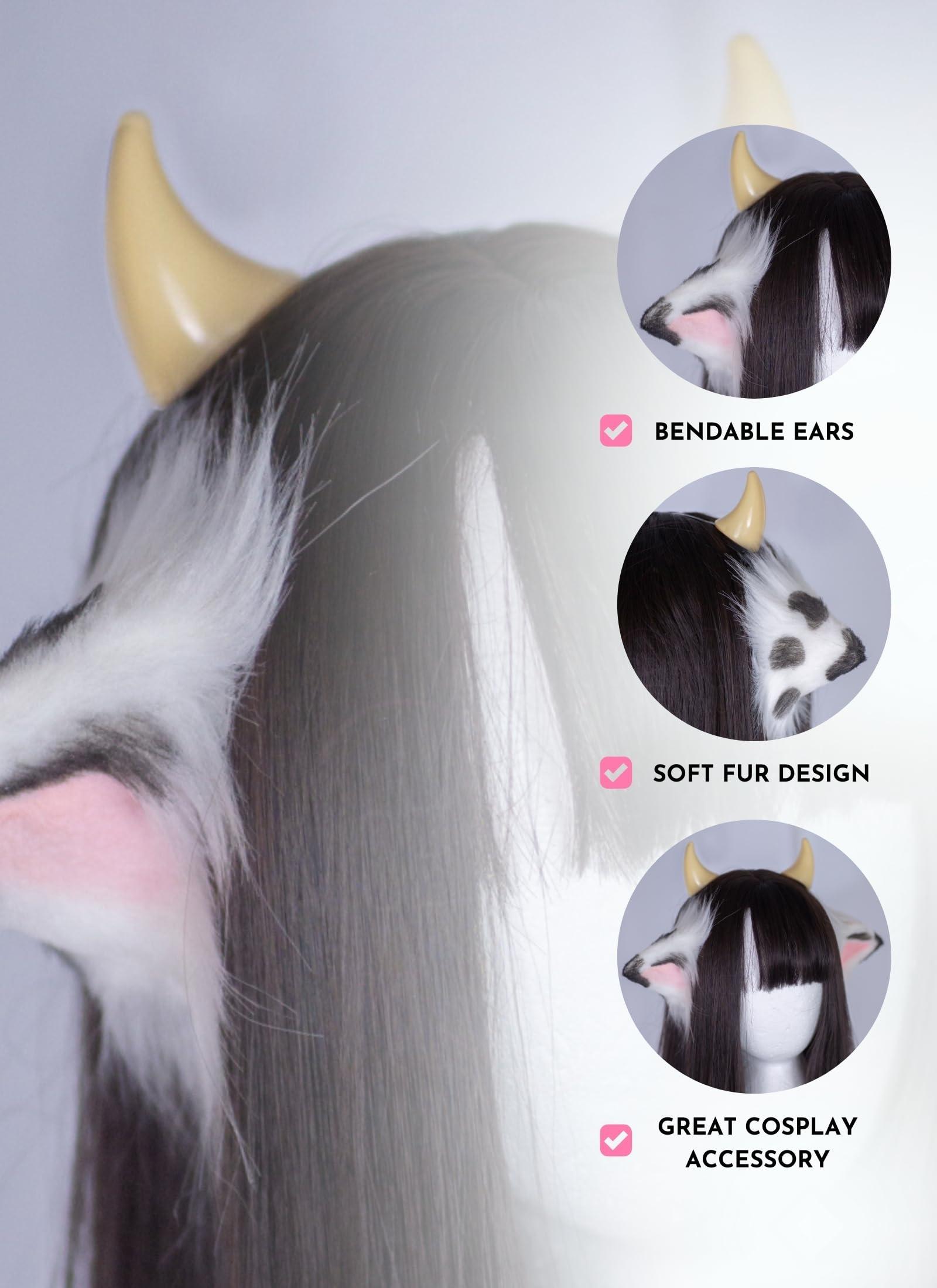 MOEFLAVOR MOEFLAVOR Anime Cow Ears Headband and Jiggle Defender Cosplay Tape