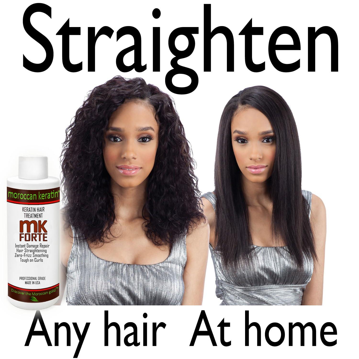 MOROCCAN KERATIN Moroccan Keratin FORTE Brazilian Straightening Treatment for All Hair Types - Coarse, Thick, Curly, African, Black, Hispanic, Dominican - Keratina Para Alisar El Pelo