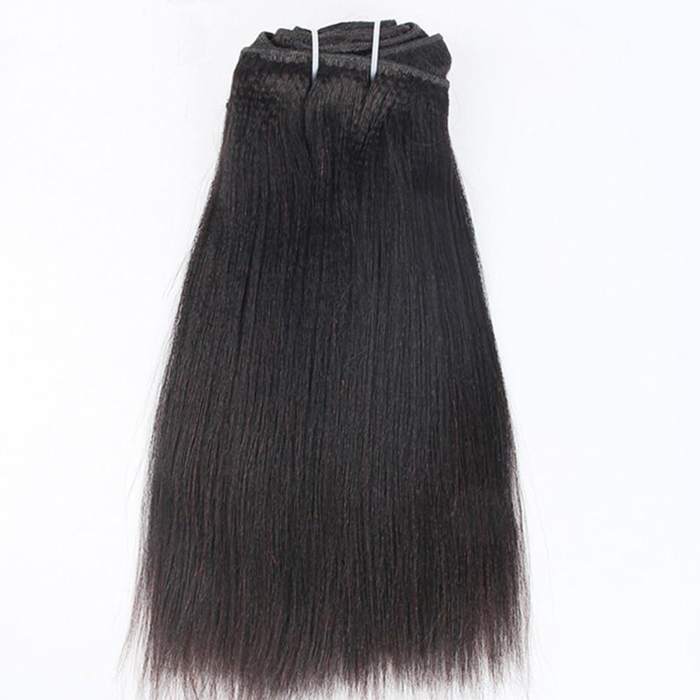 YOUNG BEAUTY Yaki Straight Clip ins Hair Extensions Seamless PU Clip In Human Hair Extensions Invisible PU Skin Weft Virgin Hair Natural Color 14inch 120g 7pcs/Set