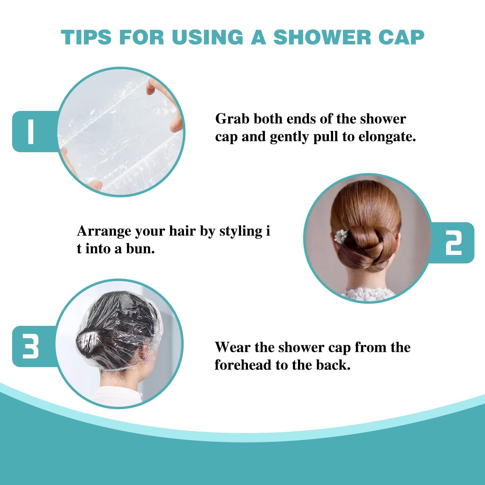 Jianlida Jianlida 100-Pack Disposable Shower Caps, Multi-Purpose Thick Elastic Bath Cap Plastic Waterproof Bath Shower Caps for Women Spa,Home Use, Hotel and Hair Salon, Portable Travel (Transparent)