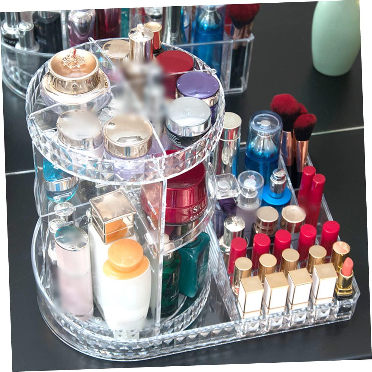 NOLITOY NOLITOY Makeup Display Rack Jewelry Display Case Cosmetic Display Cases Bathroom Storage Shelf Rotating Display Stand Drawer Organizer for Makeup Cosmetic Pad Case Makeup Container