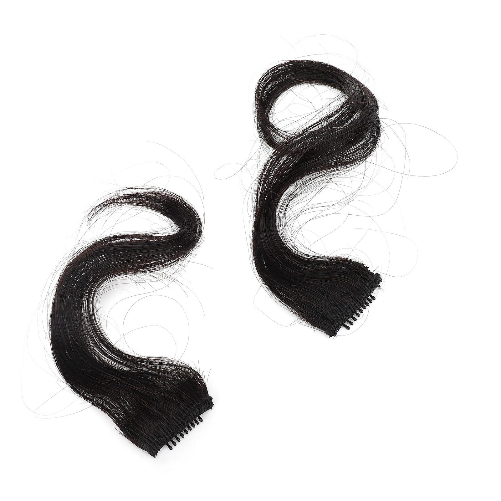 Fockety Side Air Bangs, High Temperature Synthetic Hair Customizable Clip in Bangs Adjustable Versatile Style Black Front Side Bangs for Women Girls Everyday Dress Up