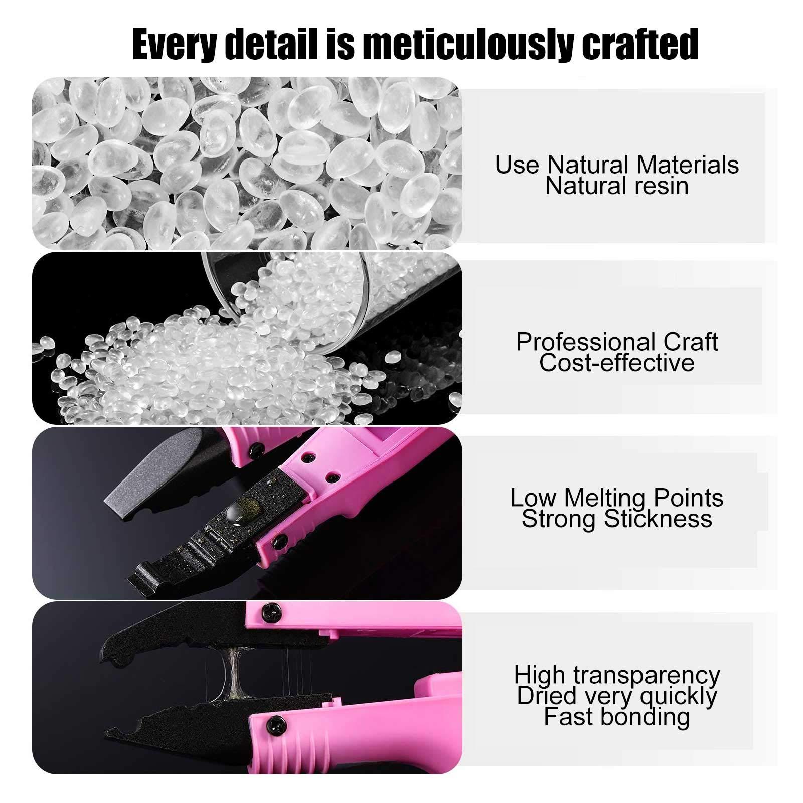 Joyzan Joyzan Hair Extension Granule, Fusions Keratin Pellets Bead Hairing Extensions Granules Hot Melt Grain Making Nail Design Wig Glue Tip Rebond Bead Flat Tool Accessory Total 100g 2 Bottle DIY Accessory