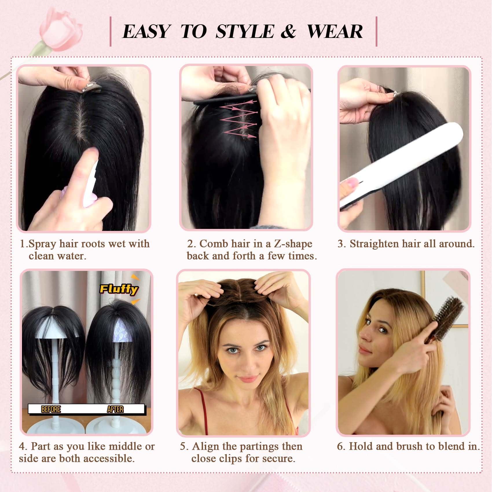 POWERASIA POWERASIA Hair Toppers for Women Real Human Hair Extensions with Thinning Hair No Bangs Wiglets Upgrade 3.9x4.7Inch Silk Base Clip ins Hair Pieces 150% Density Remy Hair Wig Topper #1 Jet Black