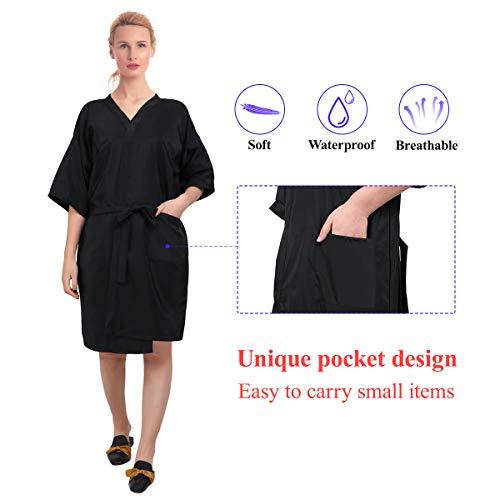 Lurrose Lurrose Salon Client Gown Waterproof Hair Salon Smock Kimono Style Hairdressing Clothes with Pocket for SPA Hotel (Black)