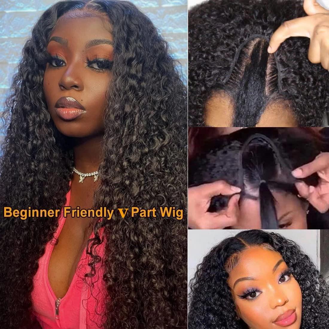 ISEE ISEE Hair 18 Inch Water Wave V Part Wig Human Hair No Leave Out Brazilian Glueless Curly Wave Upgrade U Part V Part Wigs for Black Women Human Hair 180% Density Natural Color