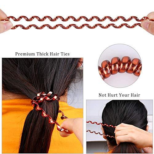 DYMSUP 10 PCS Spiral Hair Ties No Damage for Thick Hair, Hair Scrunchies for Women\'s Hair Ponytail Holders Plastic Hair Elastics Hair Bands Hair Coils