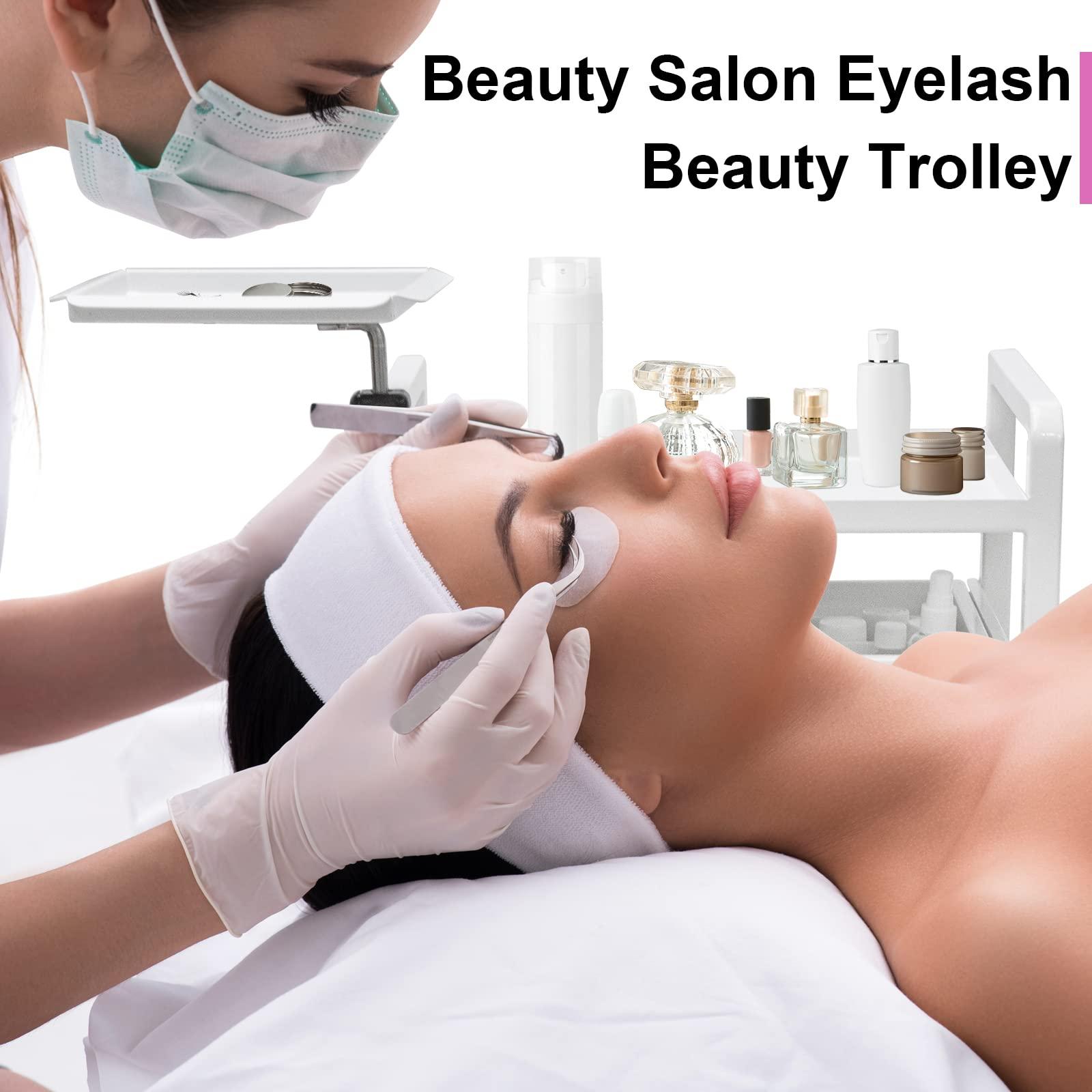 Elitzia Lash Cart Beauty Eyelashes Cart Organizer Esthetician Utility Trolley Salon Spa Rolling Trolley with Wheels Metal Storage Tray Fully Assembled 4 Drawers White Elitzia ETST19