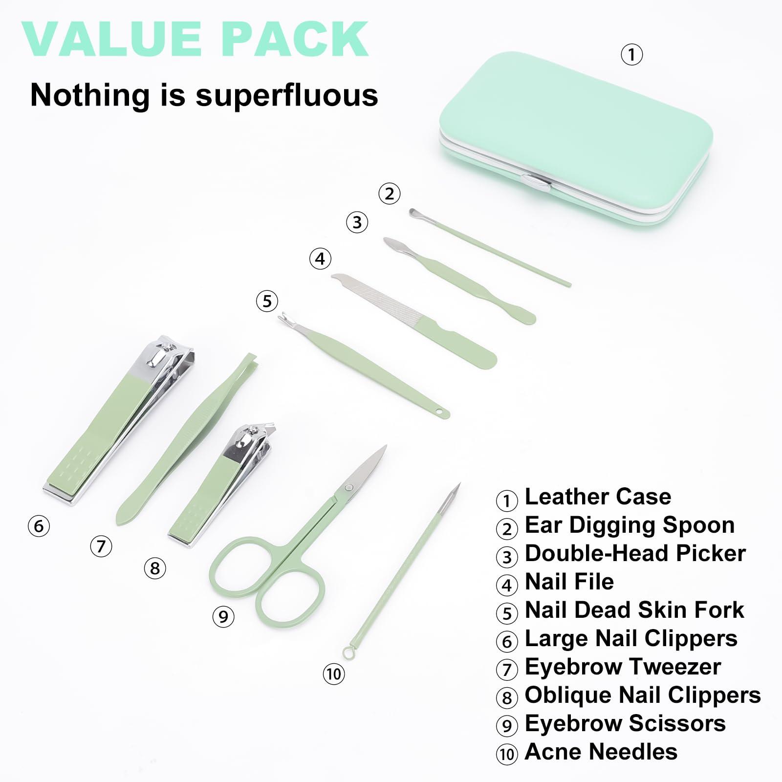ONEHERE 9 PCS Nail Clippers, ONEHERE Premium Manicure Set, Professional Grooming Gift Kit, Pedicure Kit, Facial, Hand, Foot, Cuticle Nail Care Tools, Fingernail Clippers with Luxurious Portable Travel Case