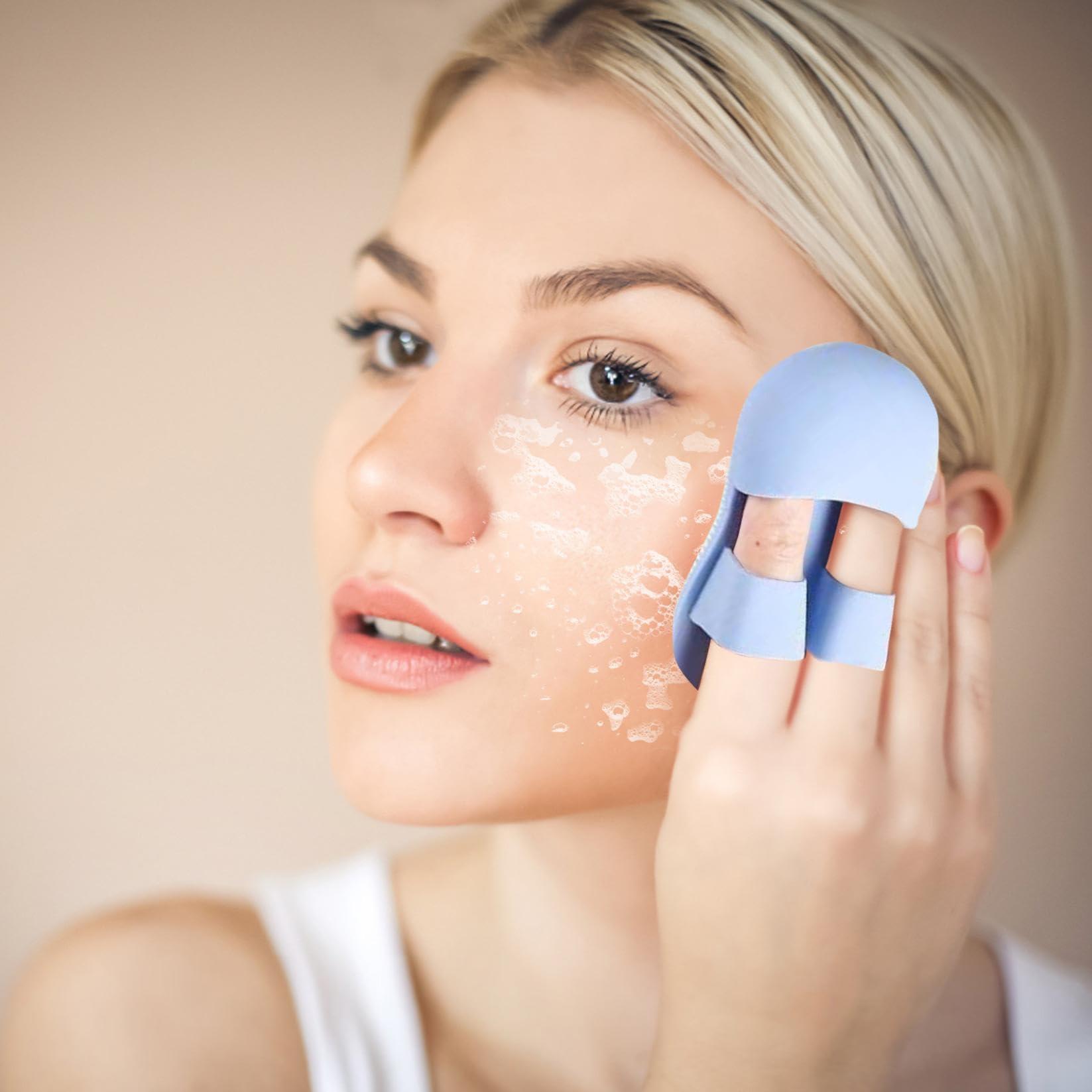 Generic Silicone Finger Facial Cleansing Brush,Face Scrub Brush,Facial Cleansing Brush, Face Exfoliator Blackhead Pore Face Wash Brush for Skin Care Deep Cleaning (Pink)