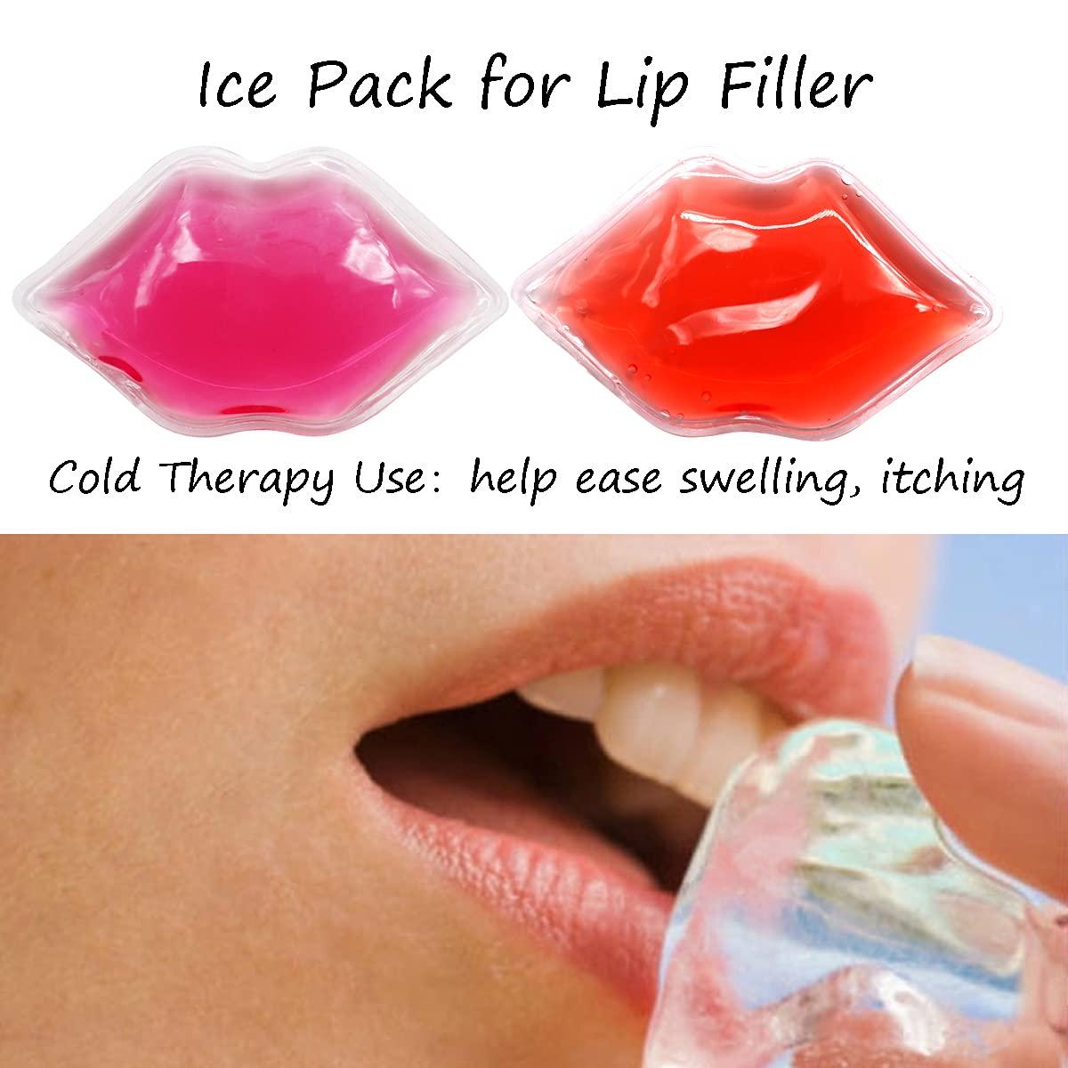 HI FINE CARE Lip Ice Pack for Cosmetic (10 Pack) Small Ice Pack for Lip Filler, Mini Ice Pack Cold Use for Lip Keep Lipstick from Fading, Heat Use for Makeup Remover, Gift for Girl Woman (5 Pink + 5 red)