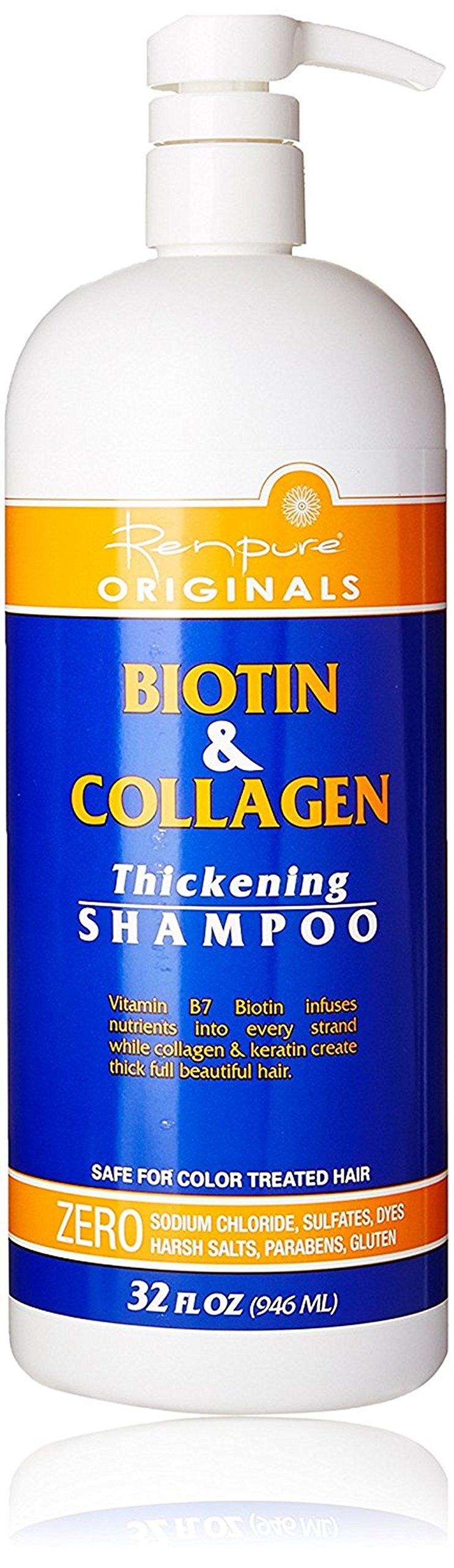 RENPURE Renpure Originals Biotin & Collagen Thickening Shampoo And Conditioner Set 32 Oz (Zero Sodium Chloride, Sulfate, Dyes Harsh Salts, Parabens, Gluten)