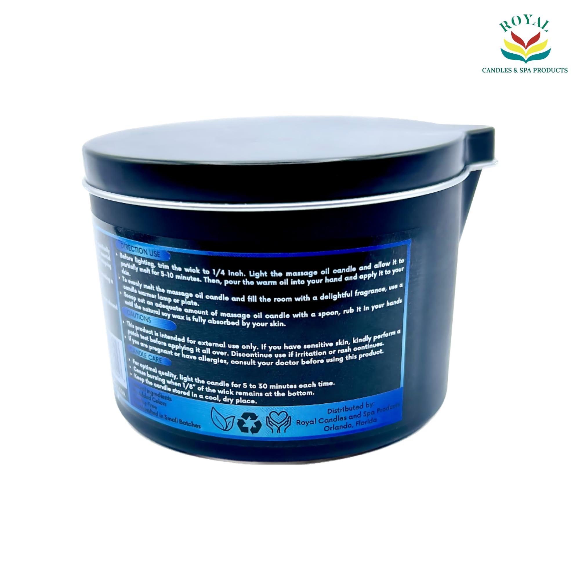 Royal Candles & Spa Products Massage Oil Candle, Body Massage Oil Candle, Candle Massage Oil, Aromatherapy Candle, Couple Massage Oil Candle, 6 oz. with Pouring spout - Lavender Vanilla Scent.