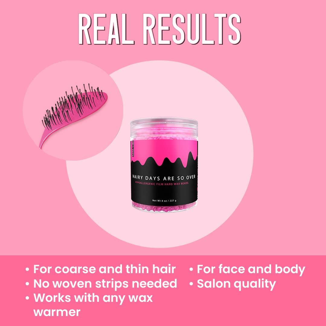Miss Cire Miss Cire Hot Pink Hypoallergenic Hard Wax Beads - Painless Hair Removal Peel-Off Wax - No Strips Needed - Low melting Point - For Face and Body - Hairy Days Are So Over - For Sensitive Skin - 8oz
