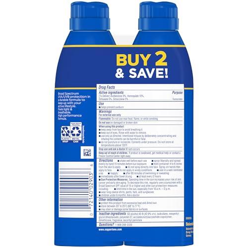 Coppertone Coppertone Sport Sunscreen Spray SPF 50, Water Resistant Spray Sunscreen Pack, 5.5 Oz, Pack of 2 (Packaging May Vary)