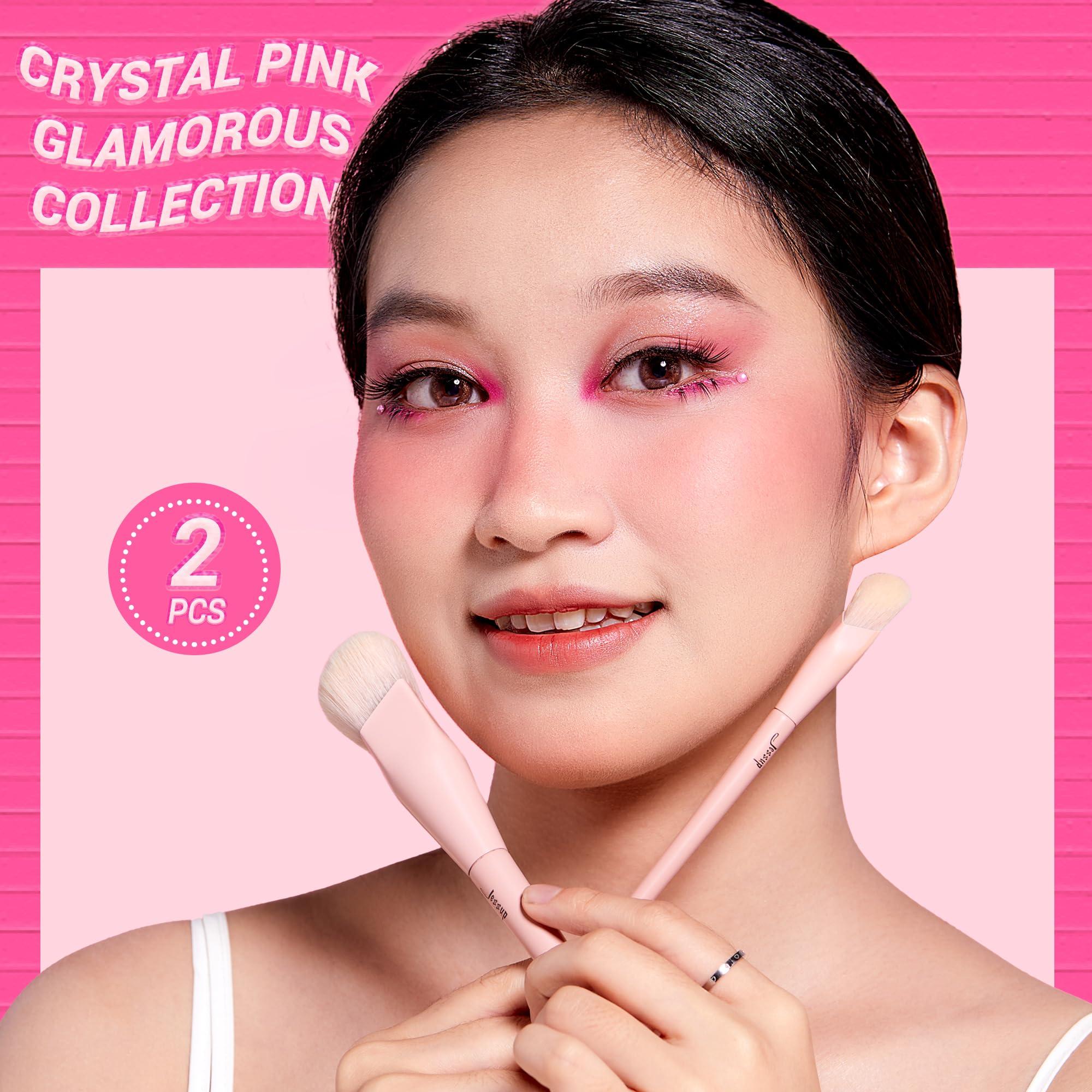 Jessup Jessup Pink 2pcs Makeup Brushes T497 with Brush Cleaning Mat A005