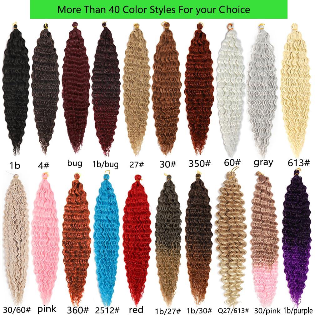 BALINGHAIR Ocean Wave Crochet Hair 30 Inch Deep Wave Braiding Hair Long Curly Crochet Braids Hair Extensions Ombre Brown to Light Pink 3 Packs