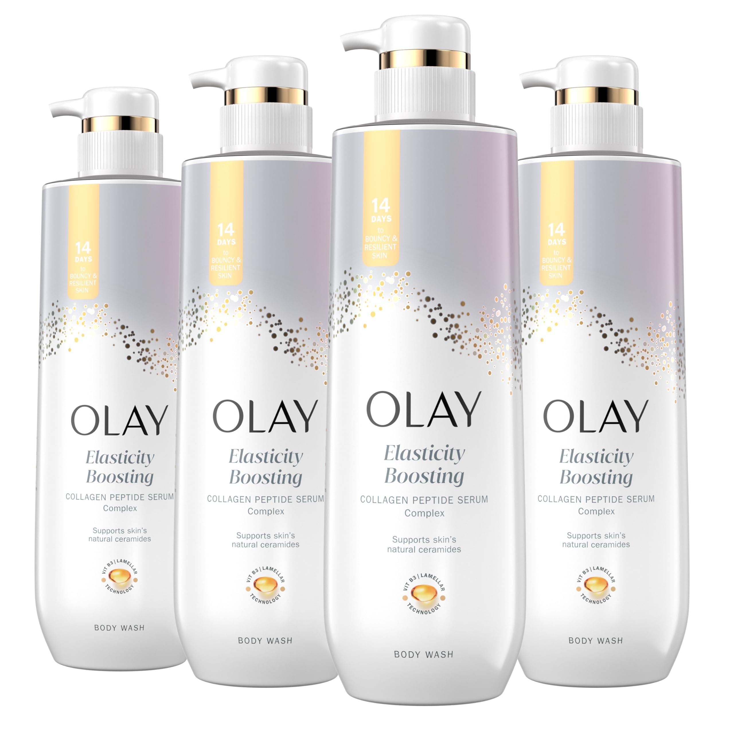 Olay Olay Body Wash Cleansing & Firming for Women with Collagen and Vitamin B3, 20 fl oz (Pack of 4)